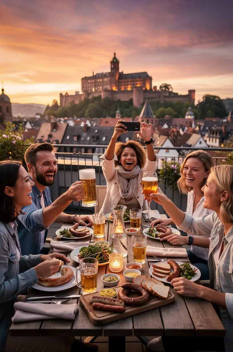 Karte mit mehrtägiger Reiseroute zu bedeutenden Kulturerbestätten in Deutschland, übersichtlich dargestellt